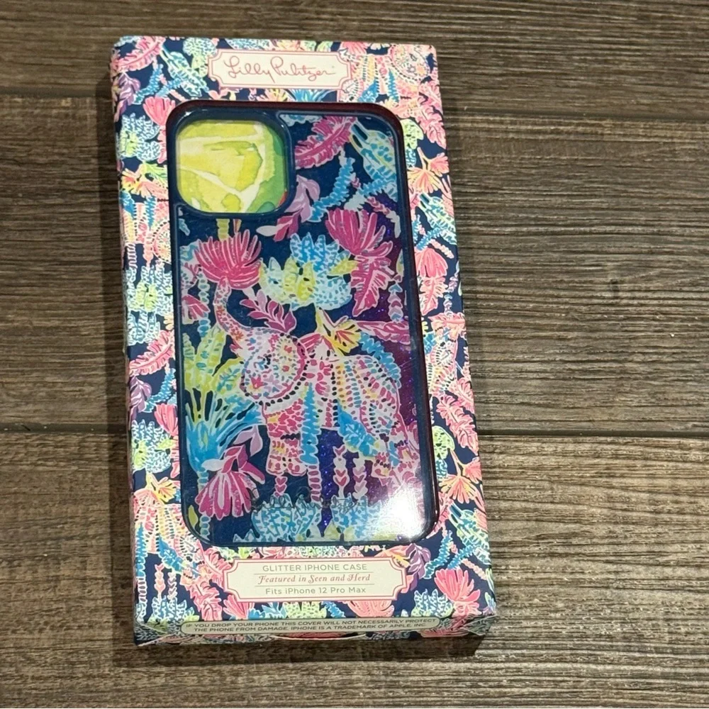 Lilly Pulitzer NEW Cover Case For iPhone 12 Pro Max Pink Glitter Elephant NIB